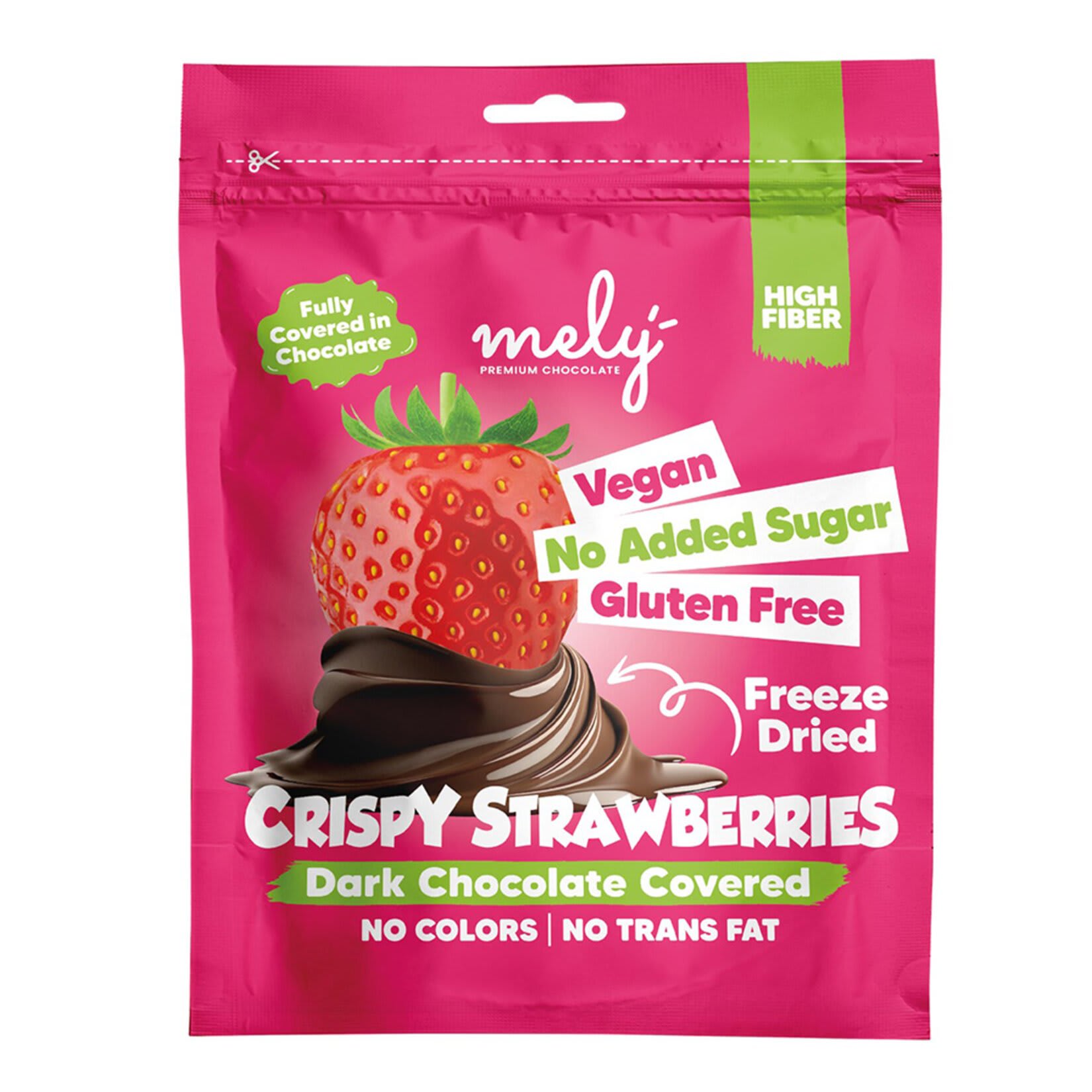 Mely Şeker İlavesiz Çikolata Kaplı Dondurarak Kurutulmuş Çilek 50 g x 12 Adet