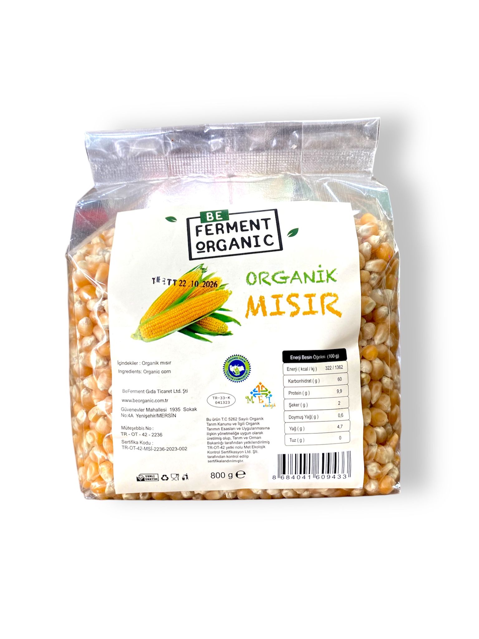Beferment Organic Cin Mısır 800 g x 4 Adet