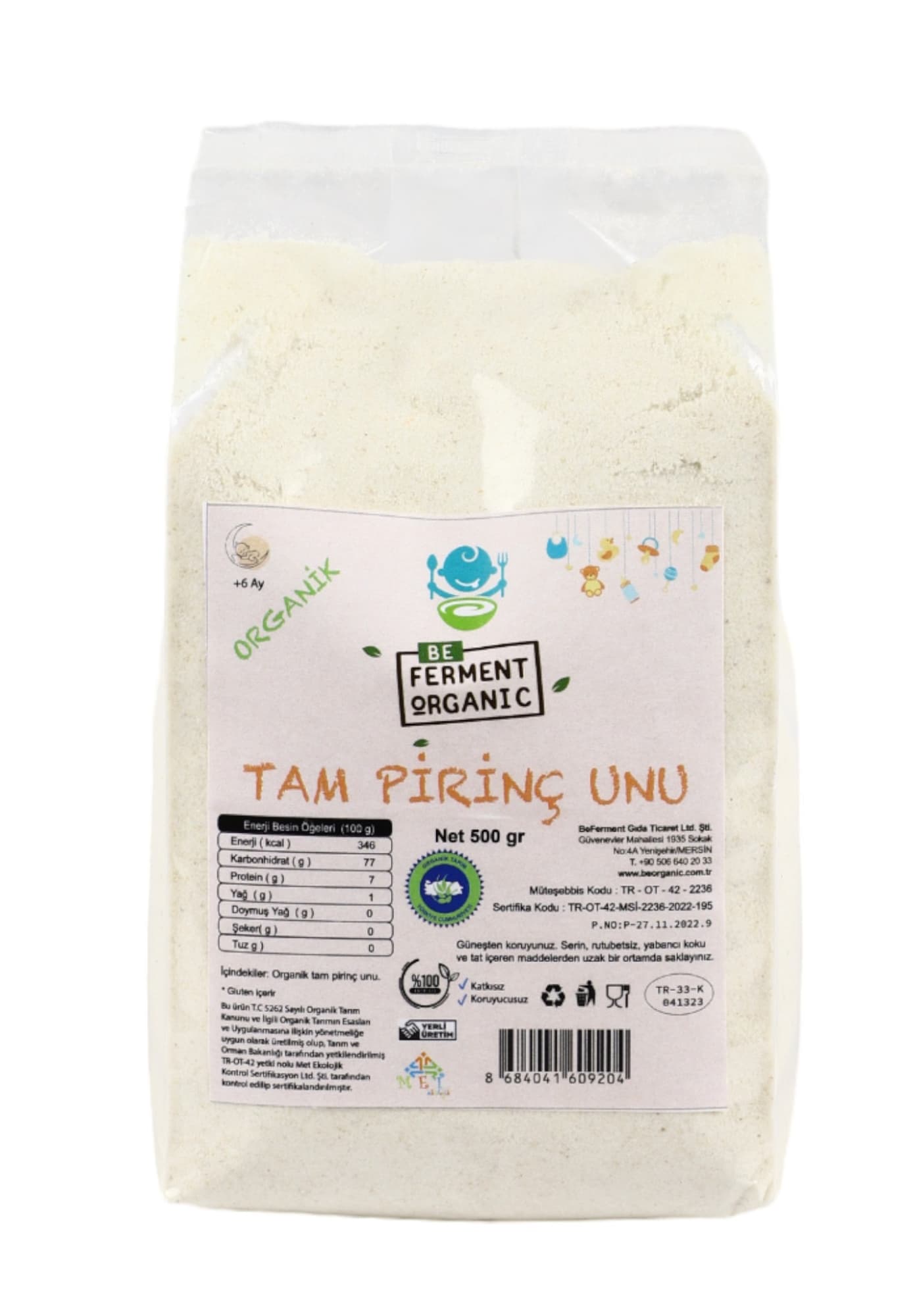 Beferment Organic Tam Pirinç Unu 500 g x 4 Adet