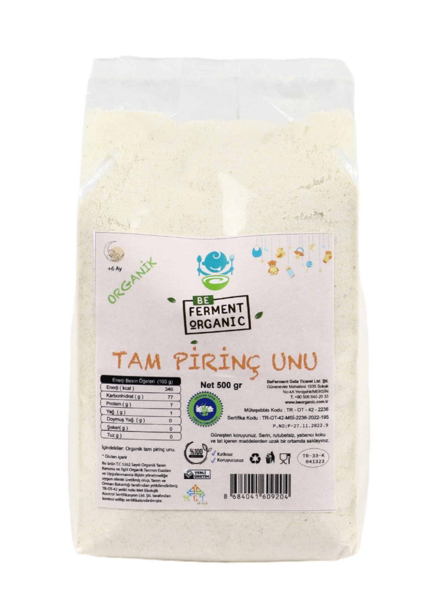 Beferment Organic Tam Pirinç Unu 500 g x 4 Adet