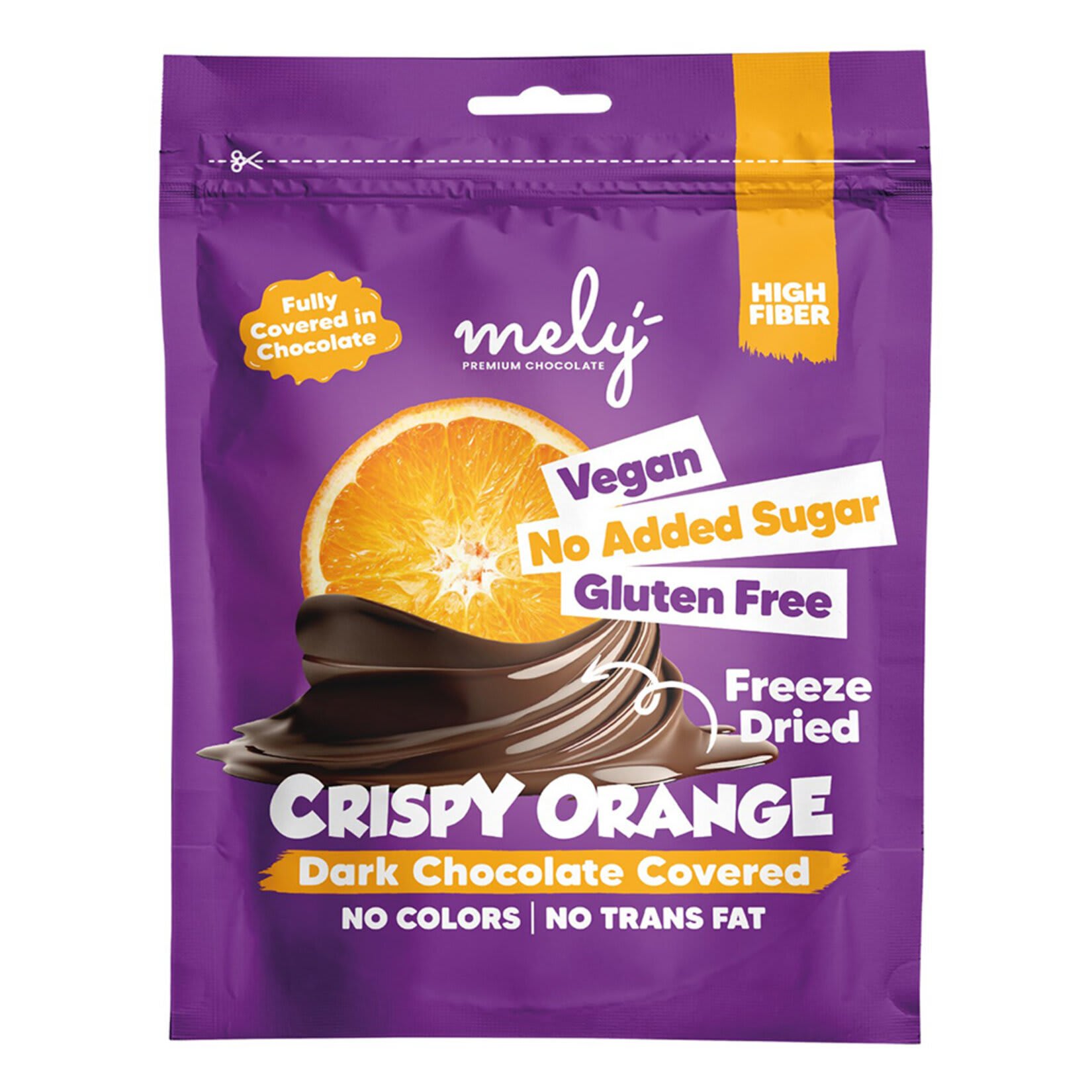 Mely Şeker İlavesiz Çikolata Kaplı Dondurarak Kurutulmuş Portakal 50 g x 12 Adet