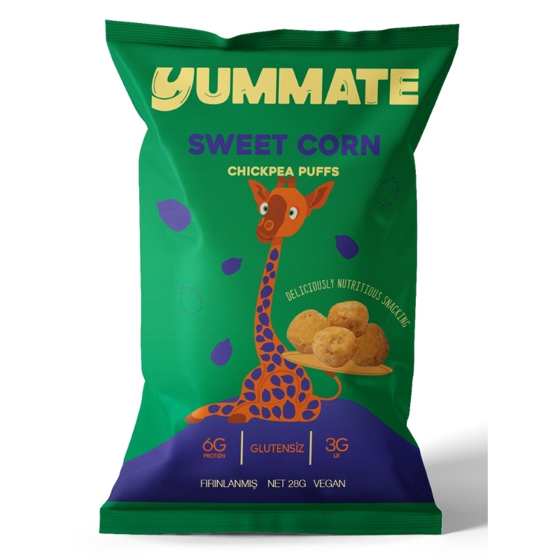 Yummate Süt Mısır Aromalı Vegan Glutensiz Nohut Cipsi 28 g x 18 Adet