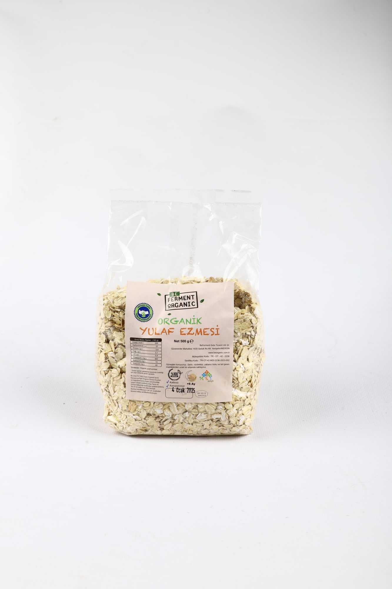 Beferment Organic Yulaf Ezmesi 500 g x 4 Adet