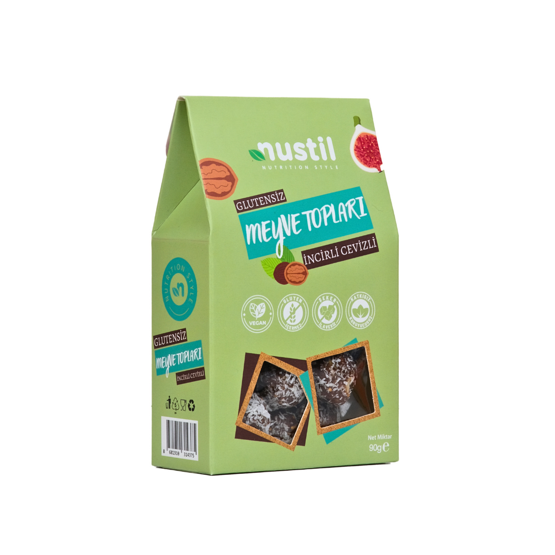 Nustil Glutensiz İncirli Cevizli Meyveli Topları 90 g x 8 Adet