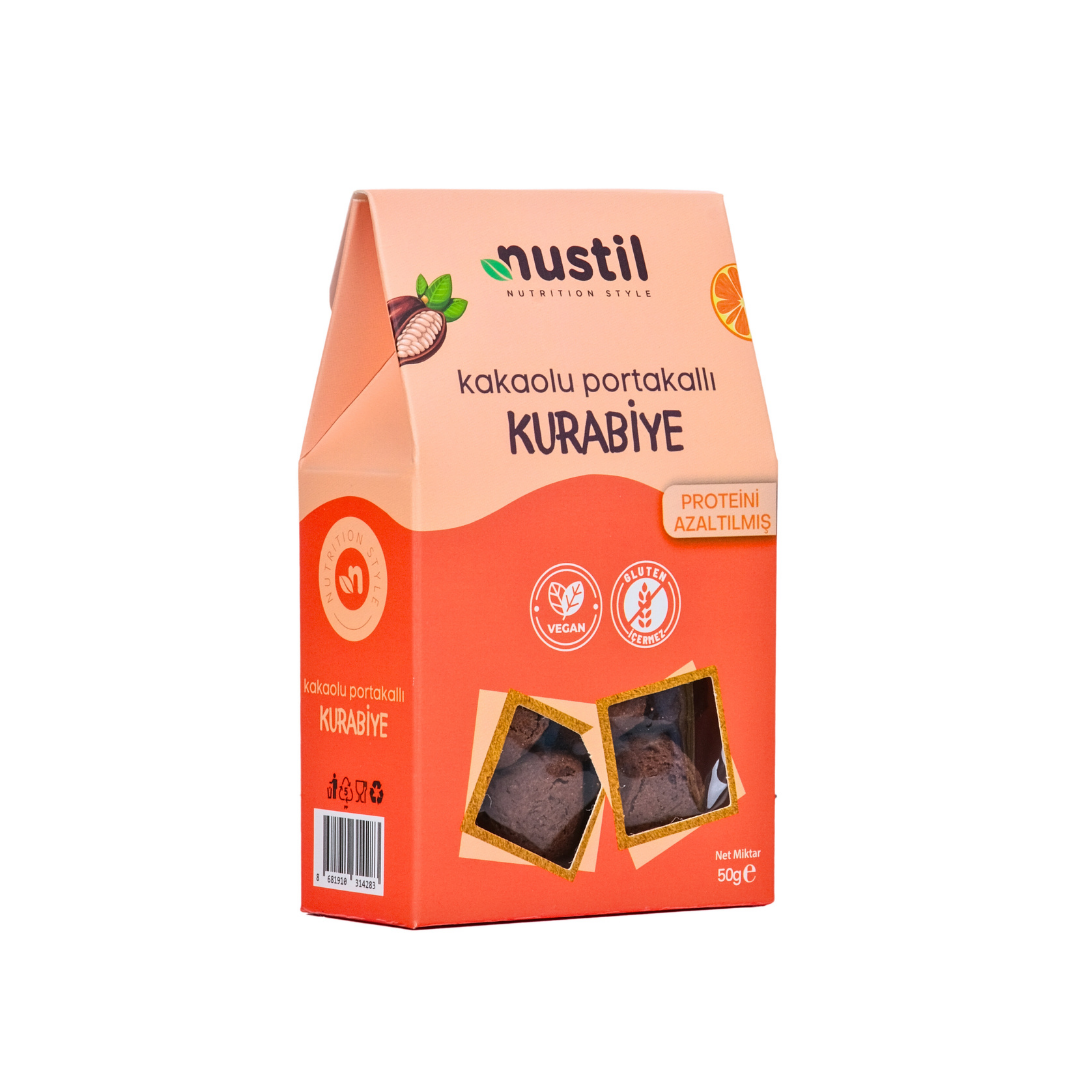 Nustil Glutensiz ve Düşük Proteinli Kakaolu Portakallı Kurabiye 50 g x 8 Adet