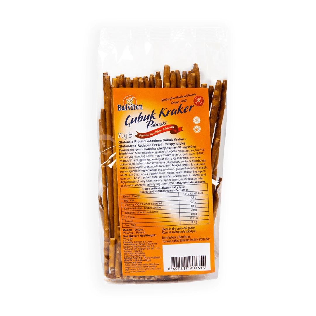 Balviten Glutensiz ve Düşük Proteinli Çubuk Kraker - Paluszki 70 g x 15 Adet