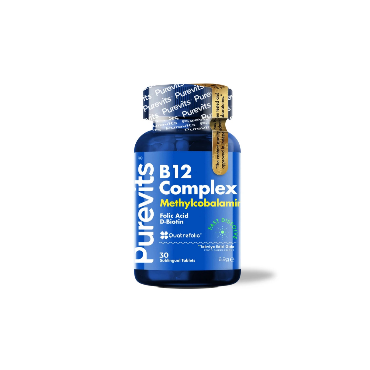 Purevits Vitamin B12 Complex Folic Acid Biotin 30'lu Dilaltı Tablet x 6 Adet