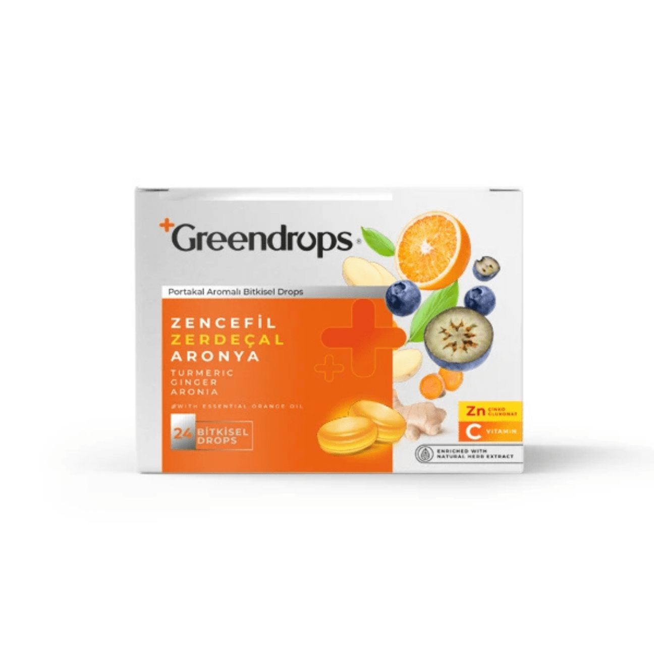 Greendrops Zencefil & Zerdeçal & Aronya  24'lü x 12 Adet