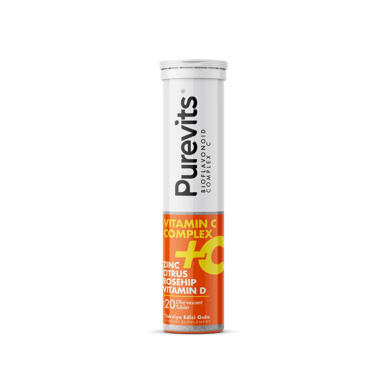Purevits Vitamin C 1000 mg Çinko Vitamin D Citrus Rosehip 20 Tablet x 12 Adet