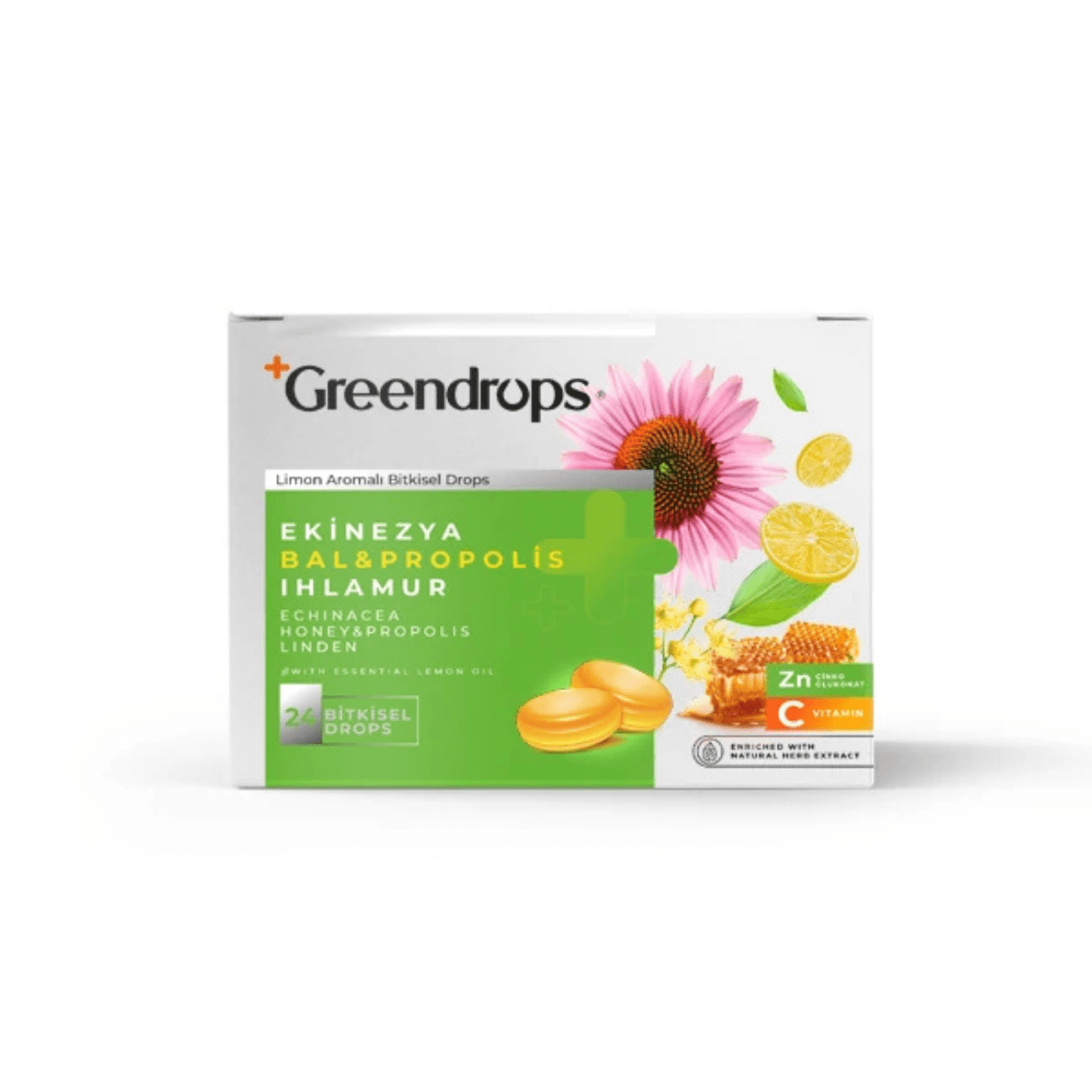 Greendrops Ekinezya & Bal & Propolis & Ihlamur  24'lü x 12 Adet