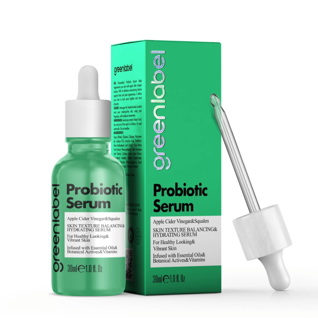 Greenlabel Aydınlatıcı, Yenileyici ve Cilt Bariyeri Güçlendirici Pre+Probiyotik Serum 30 mL x 12 Adet