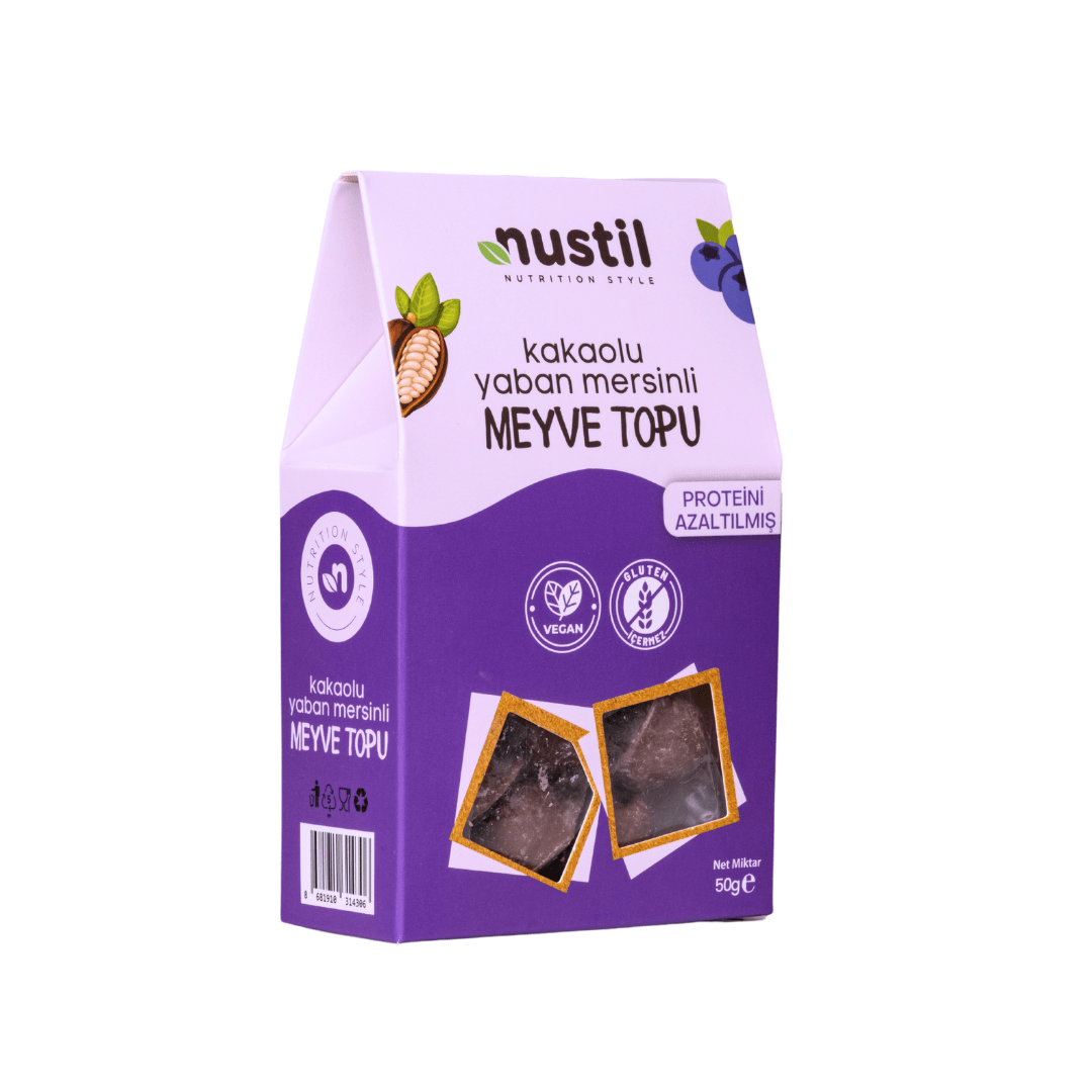 Nustil Glutensiz ve Düşük Proteinli Kakaolu Yaban Mersinli Meyve Topu 50 g x 8 Adet